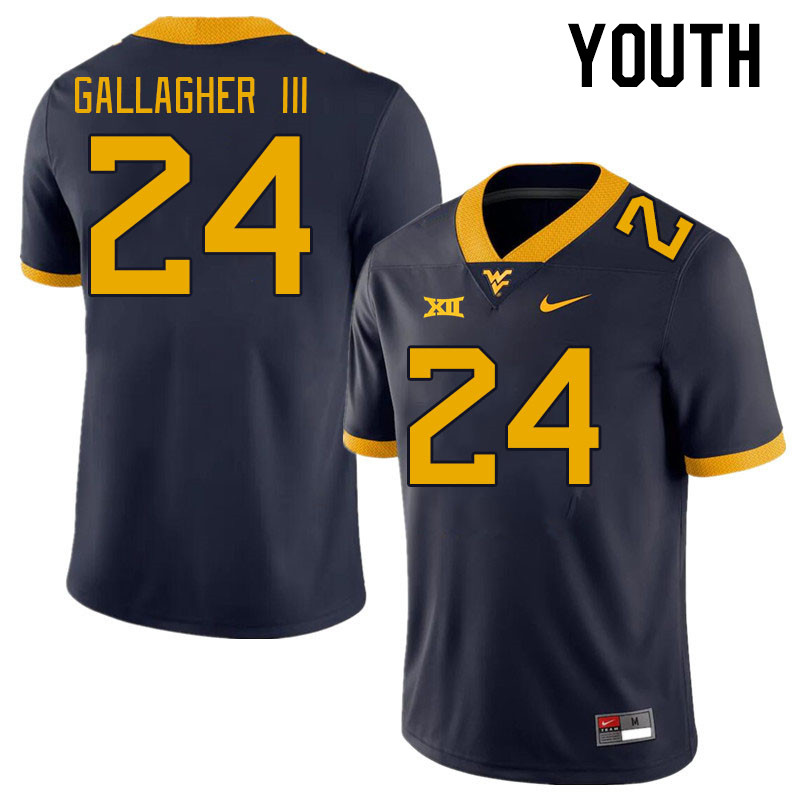 Youth #24 Rodney Gallagher III West Virginia Mountaineers College Football Jerseys Stitched Sale-Nav